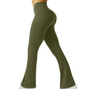 Naittoop Womens Flare Yoga Pants V Waist Flared Leggings High Waisted Bootcut Workout Pants Belly Control