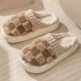 thumbnail image 5 of Checkered Cloud Slippers for Women Men Plaid Fuzzy Platform House Shoes Plush Warm Indoor Bedroom Slip on, 5 of 6