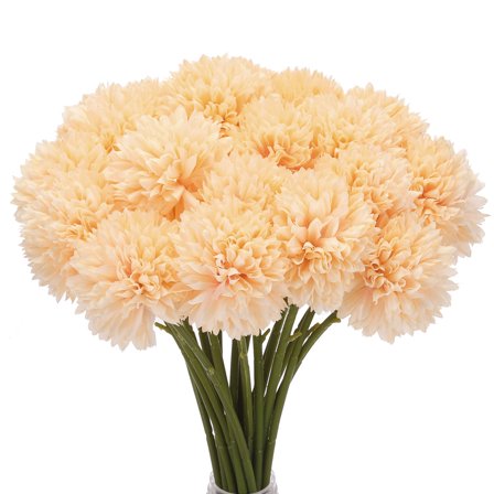 Artificial Flower Heads, Silk Chrysanthemum Hydrangea Champagne Color Faux 20Pcs