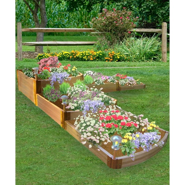 Frame It All Tool Free Classic Sienna Raised Garden Bed Split Waterfall Tri Level 12 X 12 X 22 1 Profile Walmart Com Walmart Com