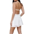 thumbnail image 4 of xiaxaixu Mini Dresses for Women Halter Sleeveless Backless Ruched Bust Solid Color Flowy Satin Dress, 4 of 7