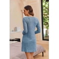 thumbnail image 4 of Ekouaer Womens Nightgown Long Sleeve Rib Knit Pajama Dress V Neck Soft Loungewear Sleepwear, 4 of 6