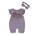 thumbnail image 2 of SPRING PARK 2Pcs/Set Infant Baby Girls Romper Outfit Multi-layered Collar Jumpsuit Headband Set Clothes, 2 of 8
