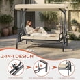 thumbnail image 6 of TLSUNNY 3 Seat Outdoor Porch Swing with Canopy, Convertible Patio Swing Bed, Patio Glider Swing W/ 2 Side Trays, 2.4'' Thicken Cushions, for Balcony, 6 of 9