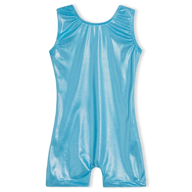 Girls Gymnastics Leotards Solid Blue Sparkle Size 3t 4t Biketards with Shorts