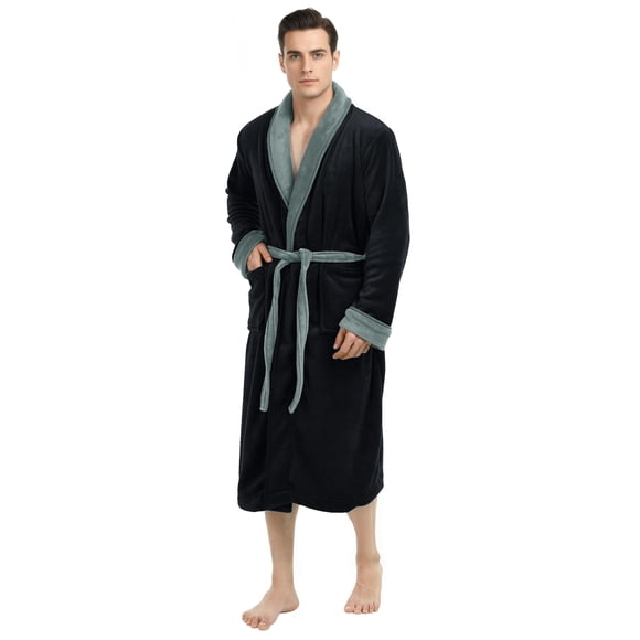 Bata NY Threads Talle Chico-Mediano Franela de Peluche Negro Gris