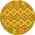thumbnail image 1 of Ahgly Company Machine Washable Indoor Round Southwestern Yellow Country Area Rugs, 4' Round, 1 of 4