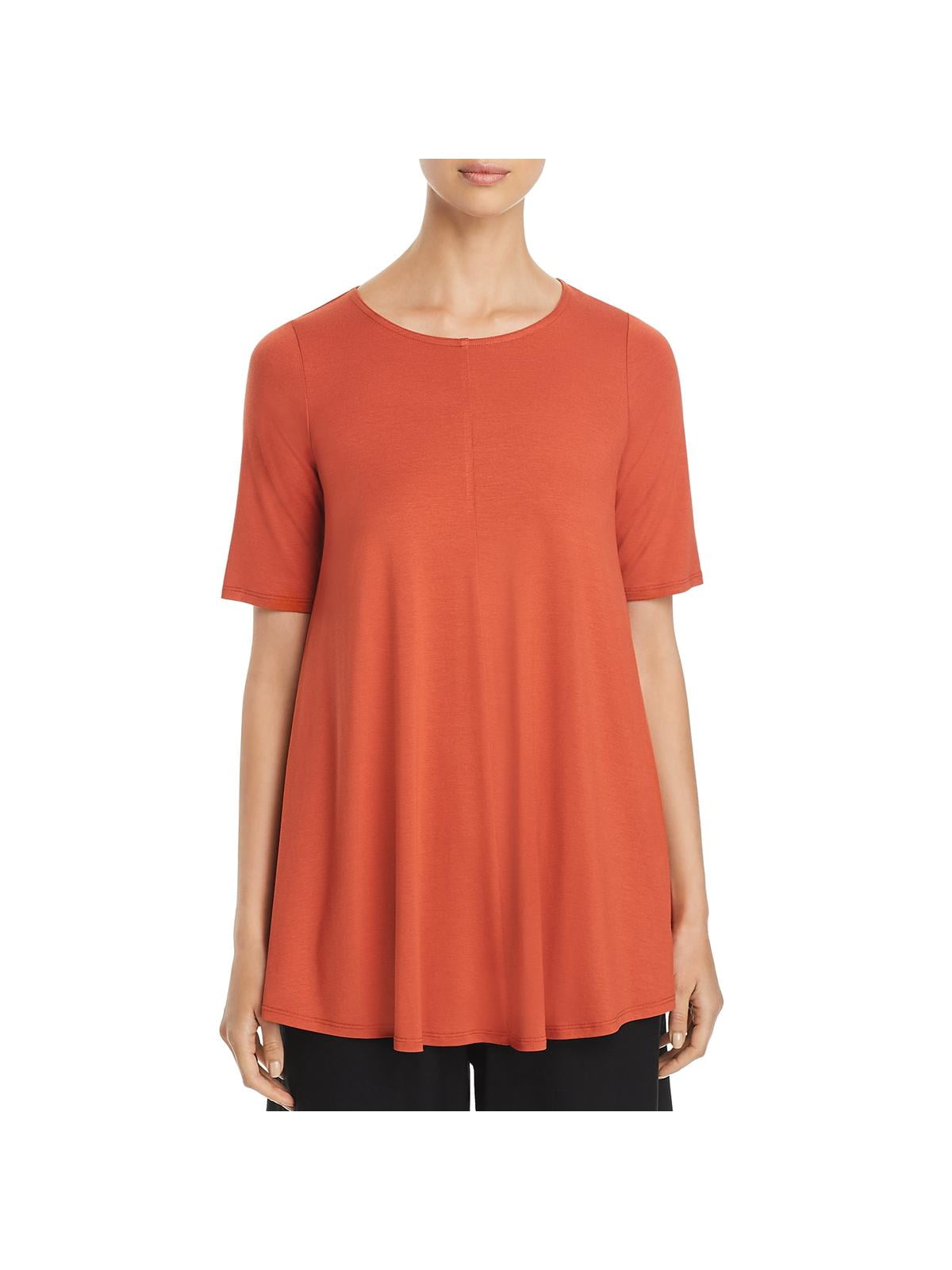 Eileen Fisher Eileen Fisher Womens Jewel Neck Elbow Sleeve Tunic Top