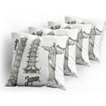 thumbnail image 5 of Ambesonne Travel Throw Pillow Cover 4 Pack, Japanese Style Building View, 16", Army Green, 5 of 7