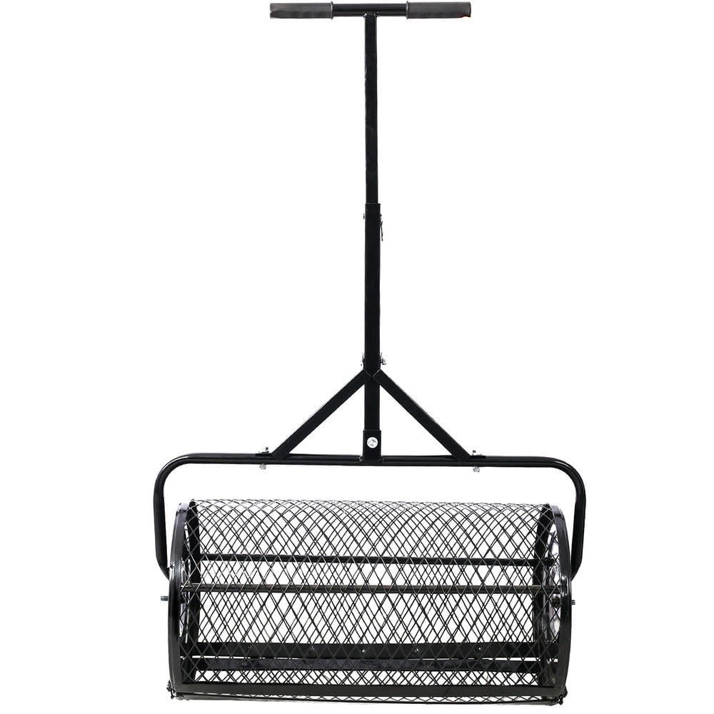 Barara King Peat Moss Spreader, Spreader for Lawn and Garden,Peat Moss Spreader 24inch, T shaped Handle for planting seeding,Lawn and Garden Care Manure Spreaders Roller