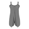 thumbnail image 5 of Summer Loose Romper for Women Flowy Ruffle Tank Top Short Jumpsuit with Pocket Wide Leg Front Slit Layer Dressy Outfits, Gray, XL, 5 of 7