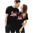 thumbnail image 1 of Camisetas a juego con corazones para él y para ella: camisetas informales de algodón negro con diseño de flecha roja, cuello redondo, manga corta, 180 g. Ideales para parejas, regalo de San Valentín., 1 of 7