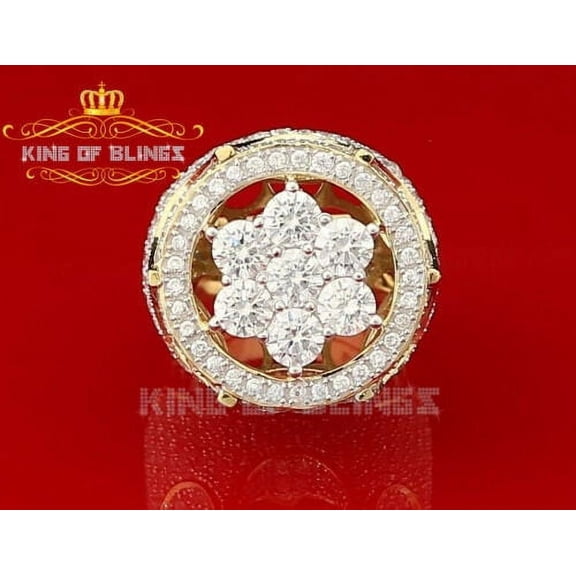 King Of Bling's Yellow Silver Cubic Zirconia 16.50ct Men's Adjustable Ring From Size 9 to 11