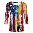 thumbnail image 5 of Lcziwo Independence Day Shirts for Women Stars and Stripes Print Tunic Tees 3/4 Sleeve Round Neck Blouses Casual Trendy Summer 2025 Tops Red,M, 5 of 5