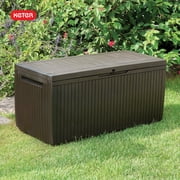 Keter Springwood 80 Gallon Durable Resin Outdoor Deck Box Storage Organizationn, Brown