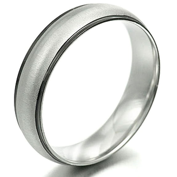 Gemini Men's Two Tone Black Mix Silver Anniversary Wedding Titanium Ring width 6mm US Size 9.5 Valentine's Day Gift