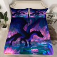 thumbnail image 2 of Homewish Magic Dragon Full Size Sheets,Western Fantasy Bed Sheets,Pink Lotus Sheet Sets For Boys Teens,Luxury Bedroom Decor,4-Piece, 2 of 7