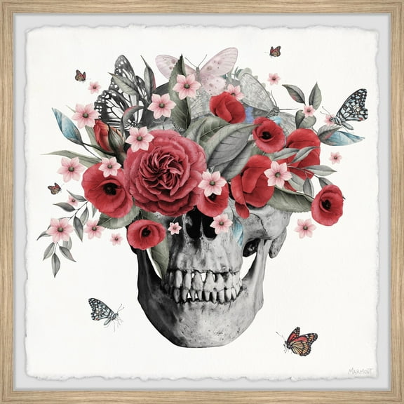 Marmont Hill Flowers and a Skull Framed Painting Print