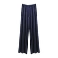 thumbnail image 3 of HVOBTTY Women's Fall Wide Leg Long Trousers Elastic Waist with Adjustable for Casual Look Pants, 3 of 5