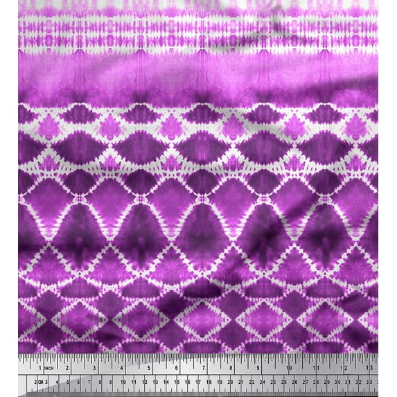 Soimoi Pink Poly Georgette Fabric Tribal Tie-Dye Fabric Prints By Yard 52 Inch Wide
