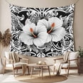 thumbnail image 2 of Black White Spring Floral Large Tapestry for Bedroom Wall Hanging Tapestry, Summer Botanical Modern Ceiling Backdrop Tapestries Poster Blanket Wall Decor for Teens Room Living Room Dorm 86" x 104", 2 of 8