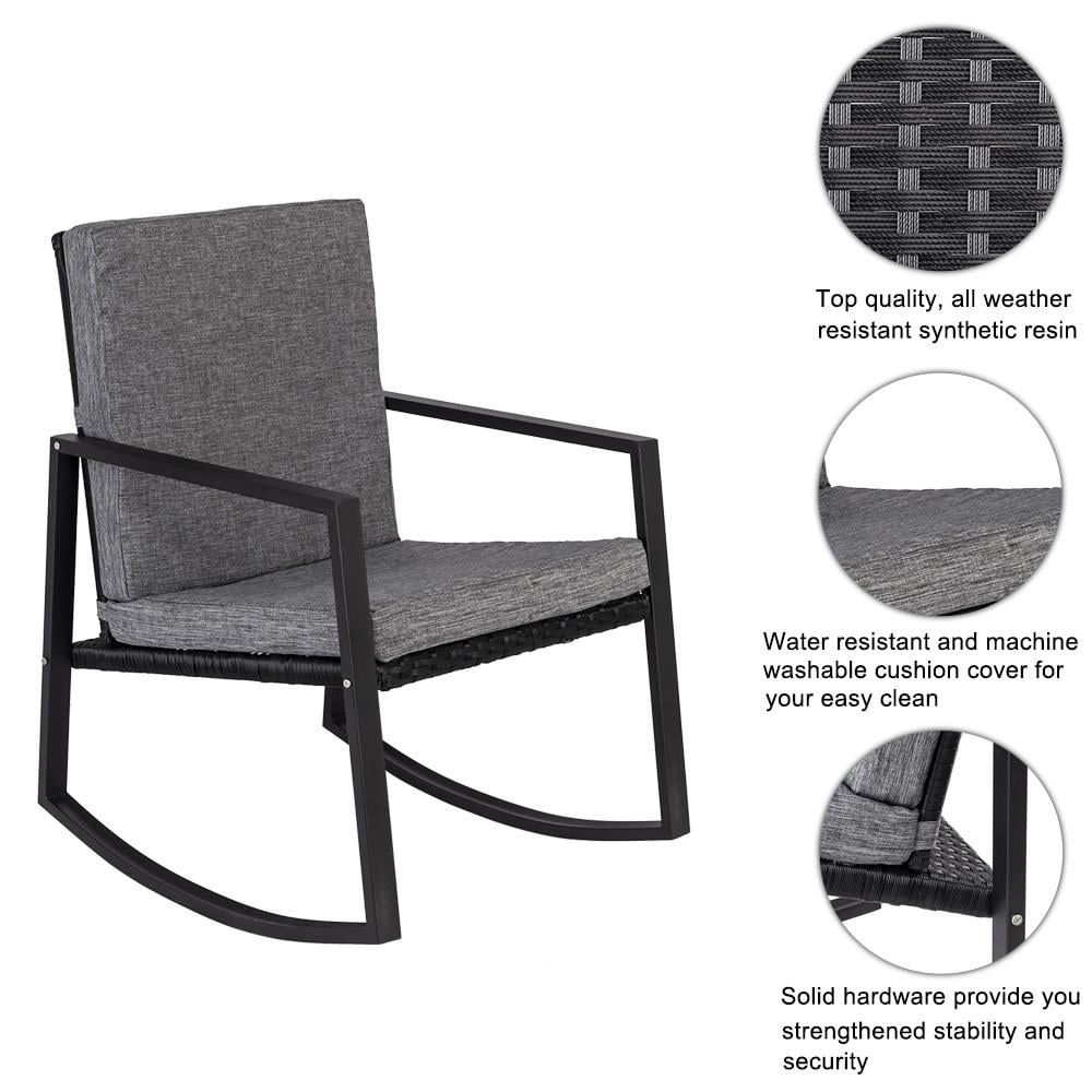 Ubesgoo Outdoor 3 Pcs Resin Wicker Rattan Chairs And Table Garden