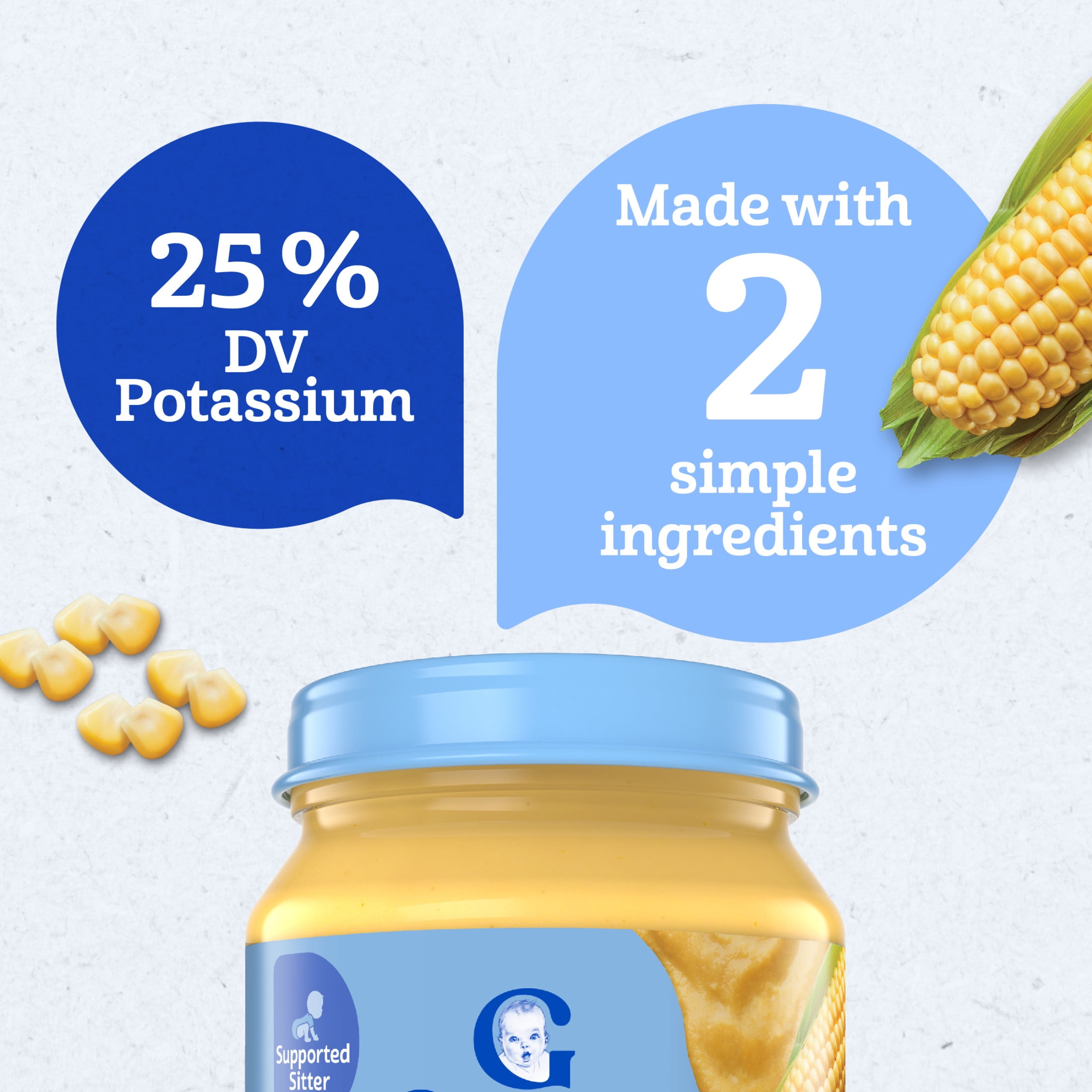 (6 pack) Gerber 1st Foods Natural for Baby Baby Food, Corn, 4 oz Jar