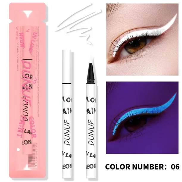 Heallor-delineador de ojos líquido brillante Multicolor, pigmento cosmético de neón, maquillaje de ojos de fiesta, brillo, secado rápido, fluorescente en la oscuridad
