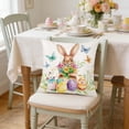 thumbnail image 5 of 18x18 Inches Easter Linen Pillow Case, Rabbit & Easter Egg Print Cushion Cover, Decorative Throw Pillowcase for Sofa Couch Living Room, Spring Easter Home Decor Accent, 5 of 6