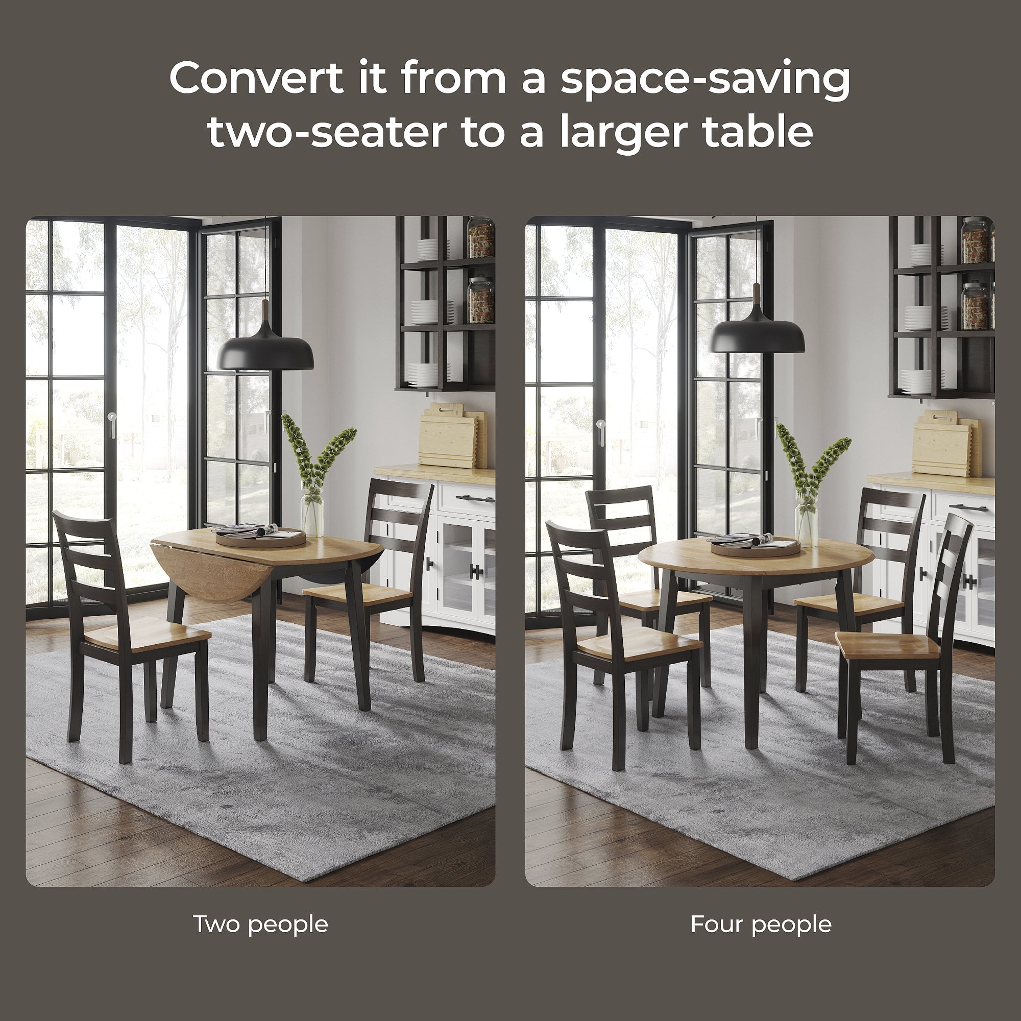 Signature Design by Ashley Gesthaven Round Dining Drop Leaf Table, Natural/Brown