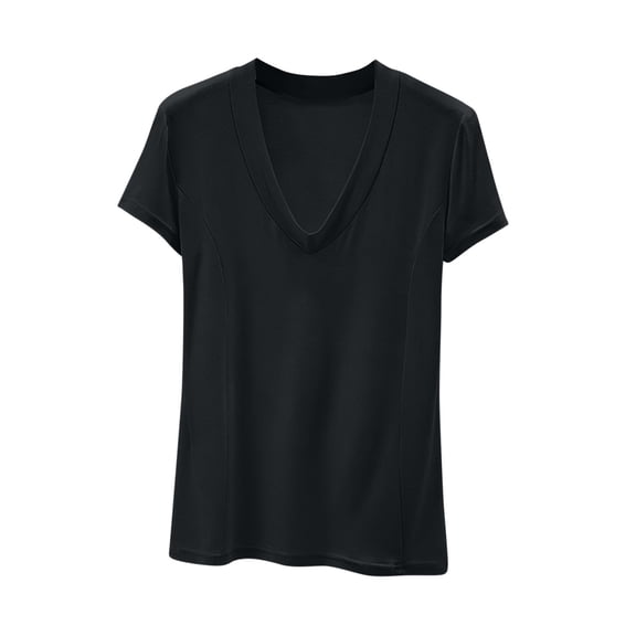 BSDJILFG Pajama Tops for Women Soft Breathable Casual V-Neck Short Sleeve Loose Fit Pullover Layering Shirts