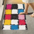 thumbnail image 2 of Yayeee Bath Rug for Bathroom Floor Non Slip Contour Fluffy Soft Absorbent Mat, 20"x24", White Checkered Pattern, 2 of 7