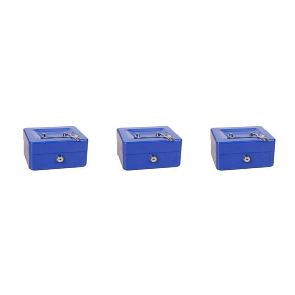 kurtrusly 1/2/3/5 Tirelire en Métal Portable avec Serrure à Clé Pratique et Protectrice Boîte de Rangement pour Argent Durable avec Serrure à Clé Petite Boîte à Argent Bleue 3 Pcs