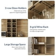 thumbnail image 6 of BELLEZE Coffee Wine Bar Cabinet with Power Outlet, 72" Rustic Liquor Cabinet, Tall Buffet Cabinet with Storage Kitchen Pantry Cupboard Wine& Glasses Rack Server with Hutch for Home Dining Room, Camel, 6 of 7