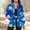 Sky Blue, variant on Women Stand Collar Floral Print Button Down Outer Jacket, Long Sleeve Casual Coat with Side Hand Pockets Sky Blue L