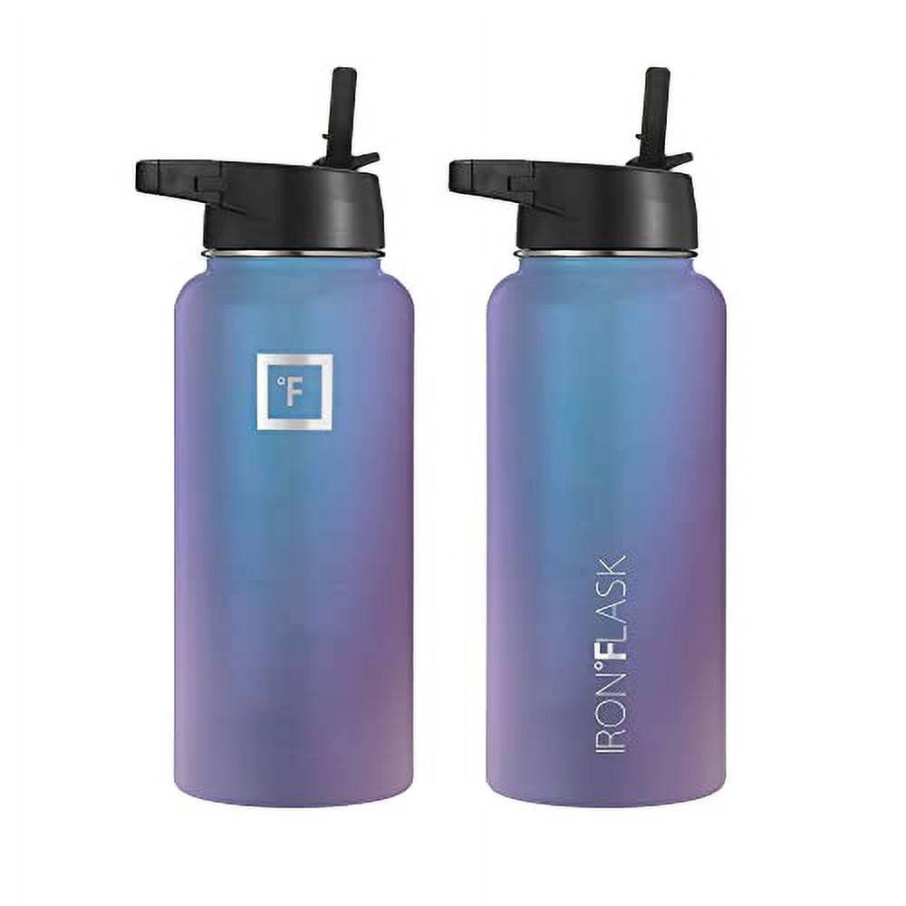 Iron Flask Sports Water Bottle - 32 Oz, 3 Lids (Straw Lid), Leak Proof, Vacuum Insulated Stainless Steel, Double Walled, Thermo Mug, Metal Canteen - Aurora