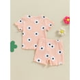 thumbnail image 4 of Bagilaanoe 2pcs Toddler Baby Girl Shorts Set Short Sleeve Flower Print T Shirt Tops + Shorts 6M 12M 18M 24M 3T 4T Kids Casual Summer Clothes, 4 of 7