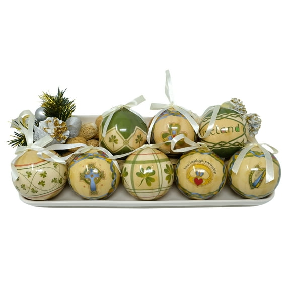 Irish Christmas Baubles 2 Boxed Set of 4 Hanging Ornaments by Royal Tara