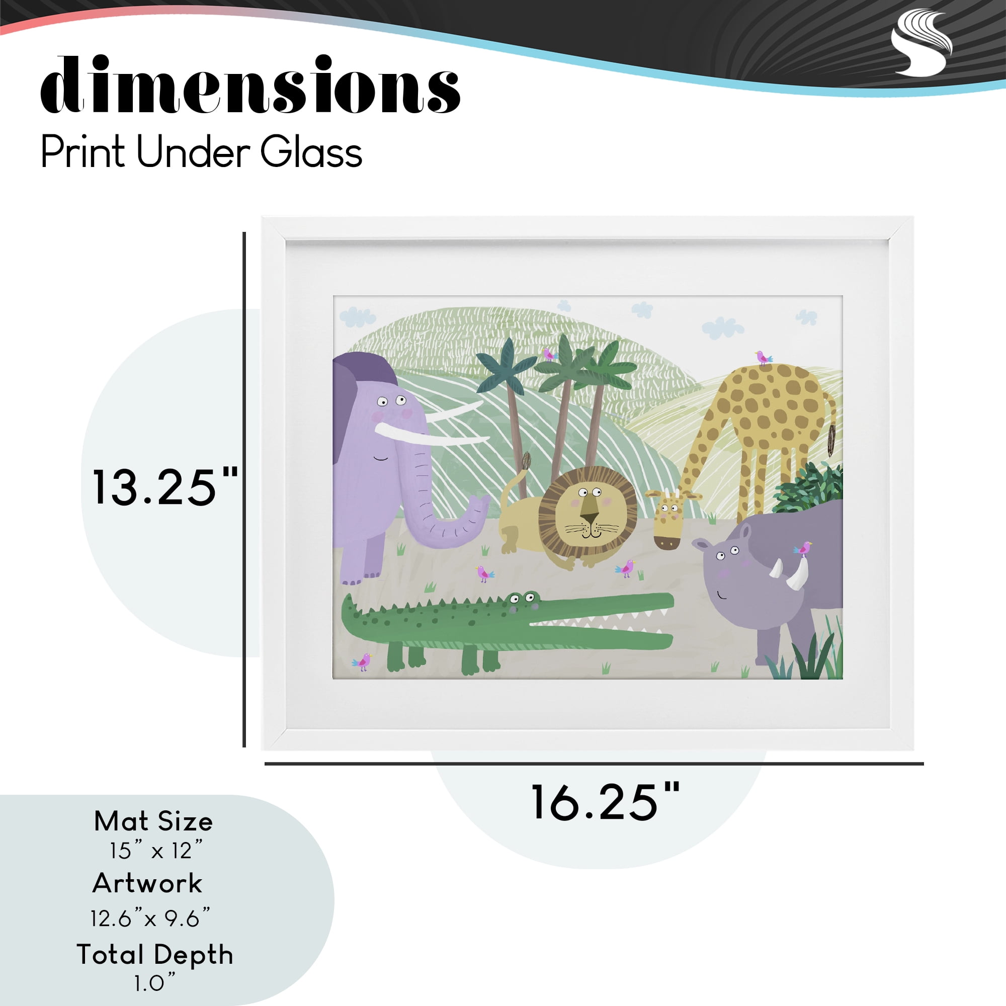 Stupell Industries Jungle Savannah Animals White Framed Print Under Glass, design by Carla Daly