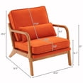 thumbnail image 5 of Tcbosik Modern Upholstered Armchair, Wood Sitting Chair with Armrest and Backrest, Padded Sofa Chair with Pillow for Living Room Studio Office, Burnt Orange Color, 5 of 10