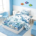 thumbnail image 2 of Manfei Watercolor Whale Twin Sheet Sets for Kids Boys and Girls, Marine Life Print Bedding 3 Pieces, 1 Flat Sheet, 1 Fitted Sheet and 1 Pillowcase, 2 of 6