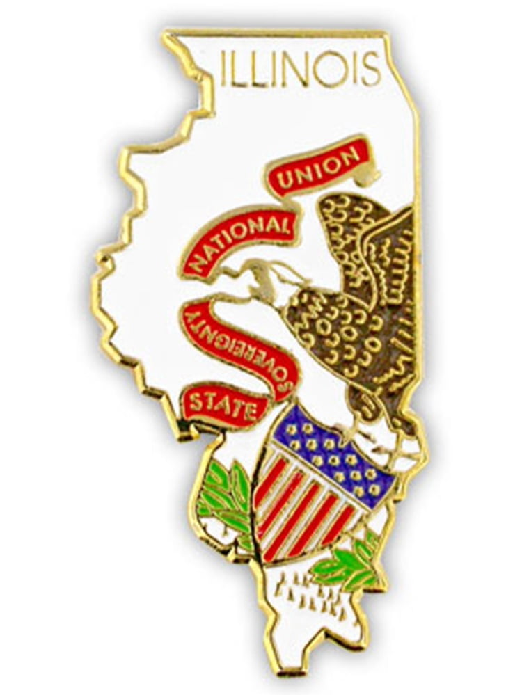PinMart State Shape of Illinois and Illinois Flag Lapel Pin