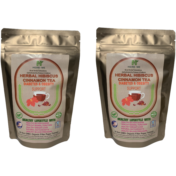 Healthy Hibiscus CinnamonAll Organic Decaf Herbals tea 2 Pack for 40 Serving Cups