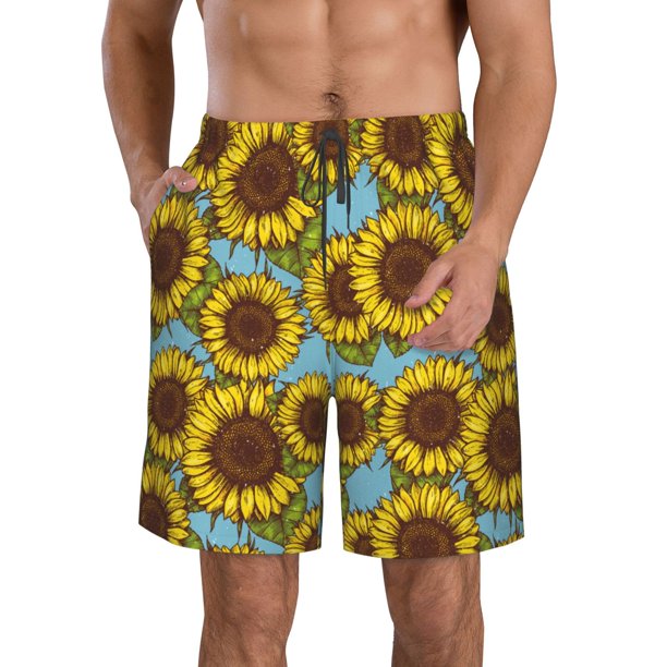 Fotbe Sunflowers Trajes de Baño Estampados para Hombre, Shorts de Verano de Secado Rápido, Ropa de Playa, Bañadores-Medium