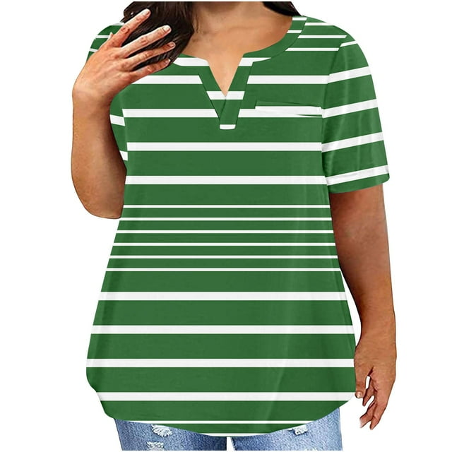 Zpanxa Blouse à Manches Courtes pour Femmes Grande Taille Coupe Ample Décontractée Col Rond Haut d'Été