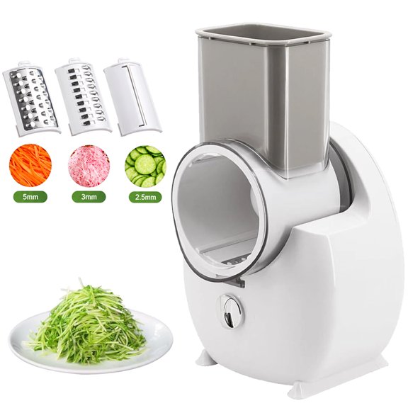 TOPCHANCES Electric Vegetable Slicer, Electric Cheese Grater Onion Chopper Fruit Cutter with 3 Blades for Home Kitchen Use