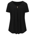 thumbnail image 4 of Samickarr Womens Tops!Women's Casual Loose Solid Color Crewneck Short Sleeve Button T-Shirt Tops, 4 of 6