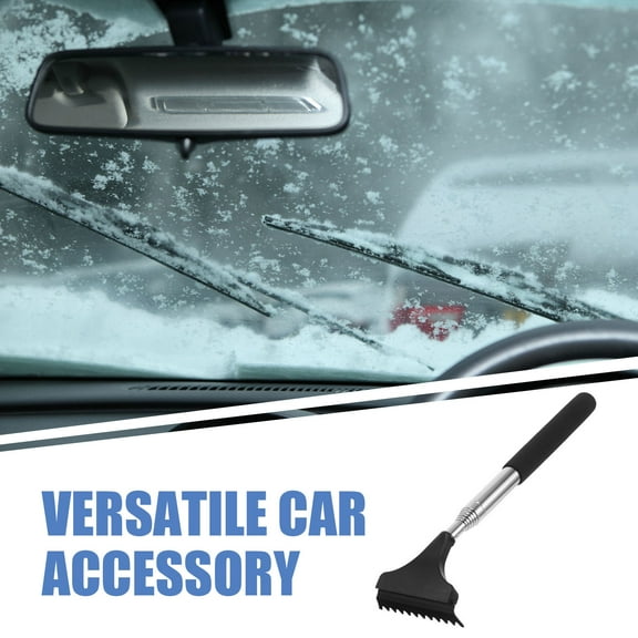 UPOUART 1Set Black Car Squeegee with Extendable Snow Brush and Ice Scraper 26.0X7.0X1.8in