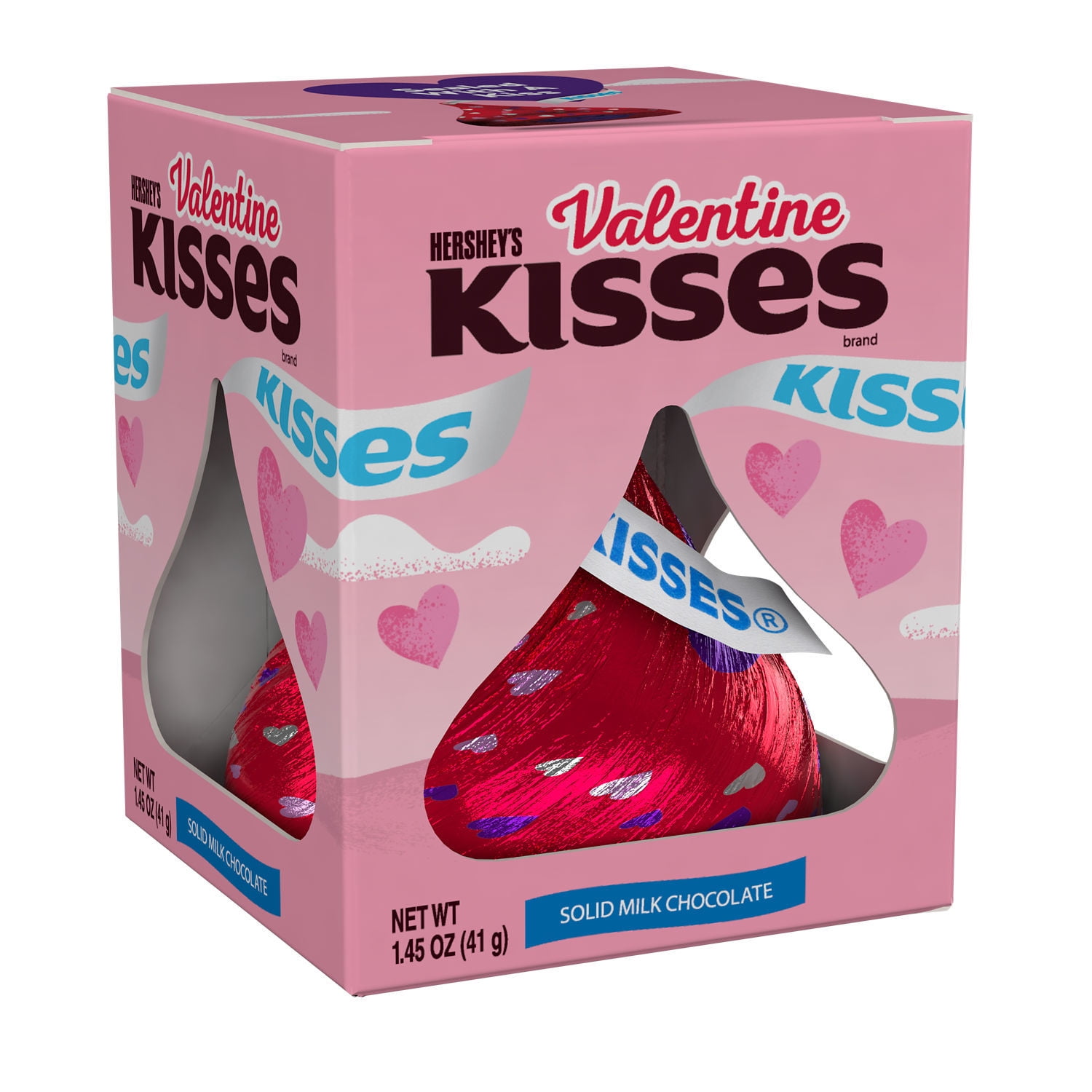 HERSHEY'S, KISSES Solid Milk Chocolate Candy, Valentine's Day, 1.45 oz, Gift Box