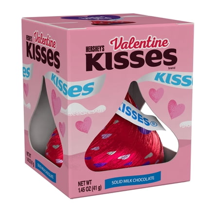 HERSHEY'S KISSES Solid Milk Chocolate, Valentine's Candy 1.45 oz (2 Count)